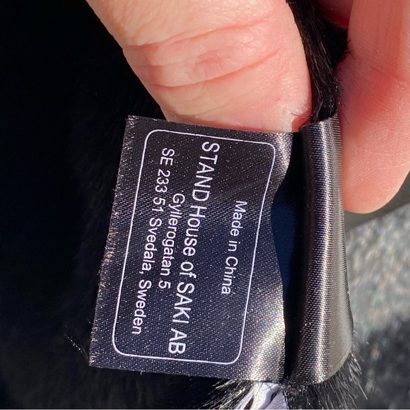 ANTHROPOLOGIE STAND STUDIO Nino Black Faux Leather Fur Lined Snap Front Coat - Picture 16 of 16